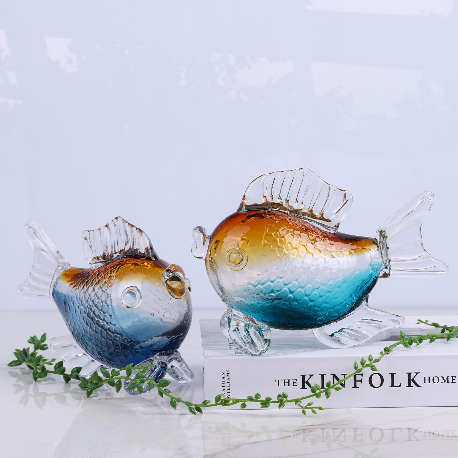 Amazon.co.jp: oliruim ガラスの魚の置物 ガラス動物アート彫刻 海洋